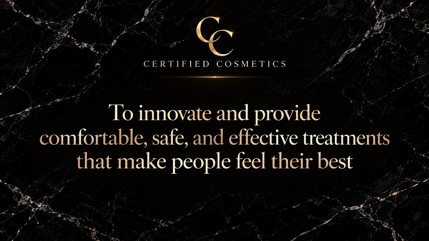 Certified Cosmetics logo and mission statement.