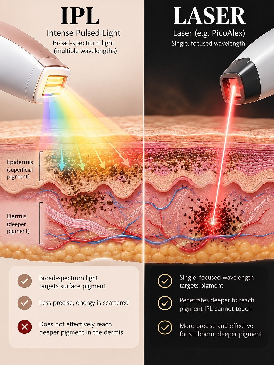 Comparison of IPL and laser skin treatment methods
